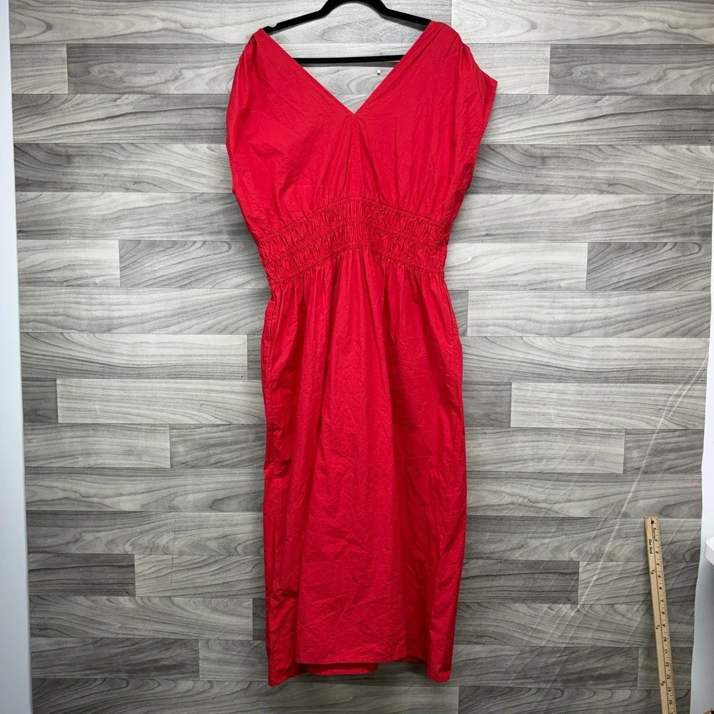 Universal Thread Maxi Dress Women's XL Red Empire Waist Sleeveless V-Neck Pocket